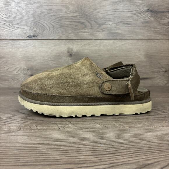 UGG Goldenstar Clog Slippers Women's 10 Brown Hickory Suede Platform Sandals - Picture 5 of 16